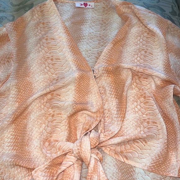 Buddy Love Orange Snakeskin Tie Top| Orange Top | Snakeskin Top - Picture 2 of 5